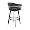Armen Living Bronson 29" Bar Height Swivel Bar Stool in Black Finish and Black Faux Leather 721535761852 - alternate 9